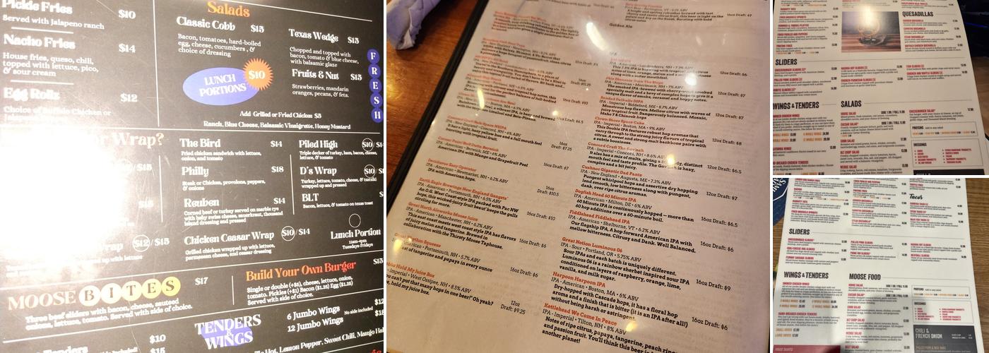 Thirsty Moose Tap House - Portsmouth Menu