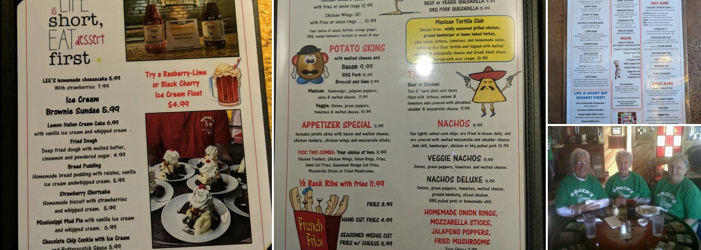 Roger's Pizza Menu