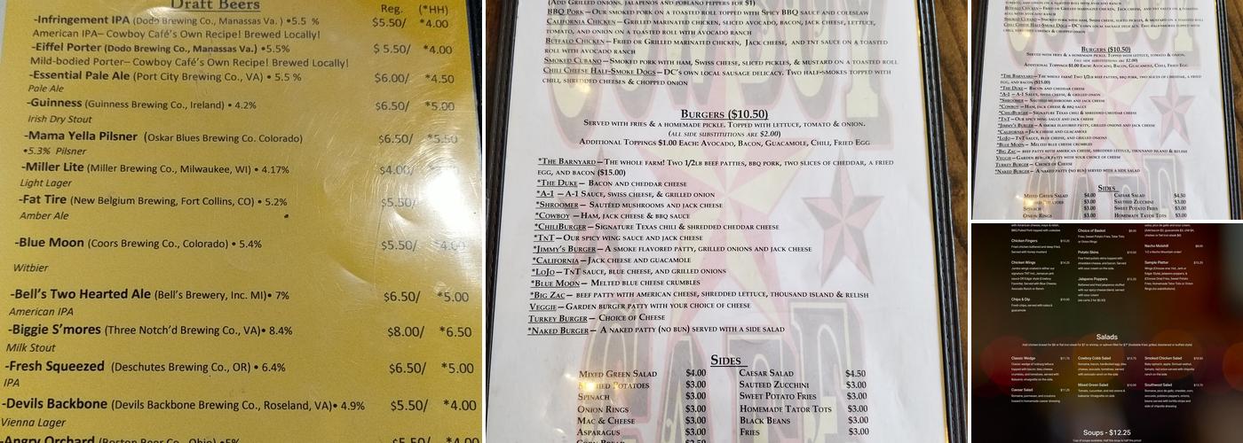 Cowboy Cafe Menu