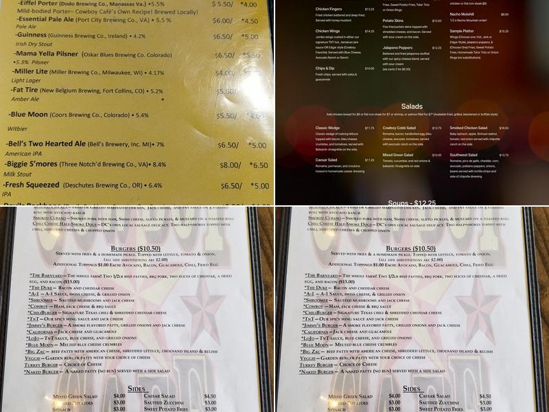 Cowboy Cafe Menu