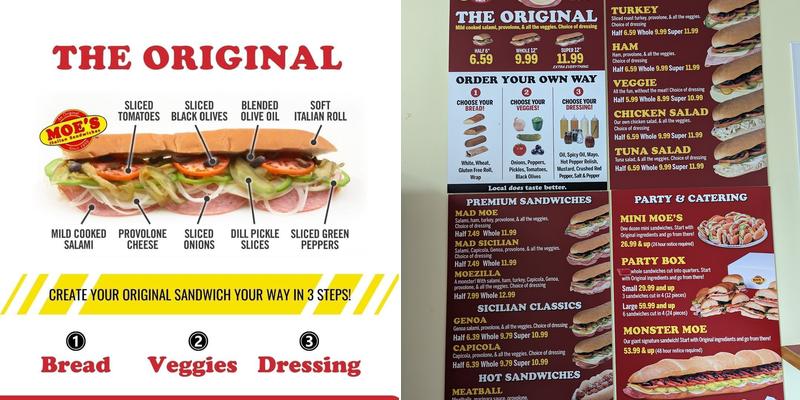 Moe’s Italian Sandwiches of Exeter, NH Menu