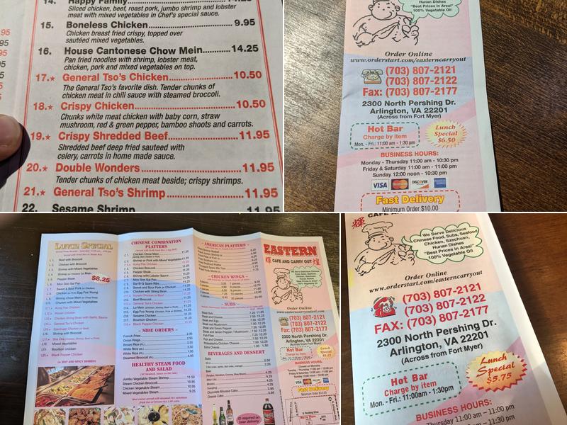 Eastern Carryout & Cafe Menu