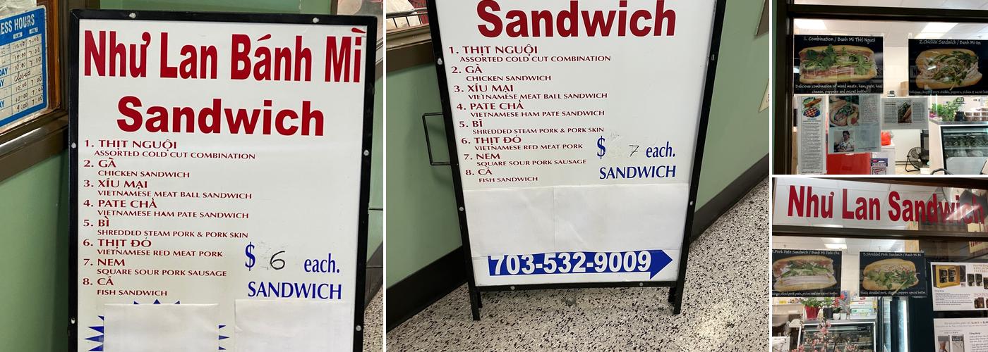 Nhu Lan Sandwich Shop Menu