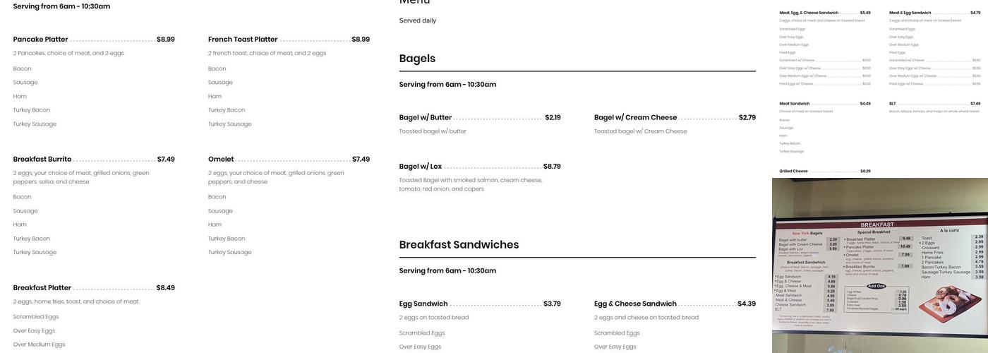 Ahra Cafe & Sandwich Menu