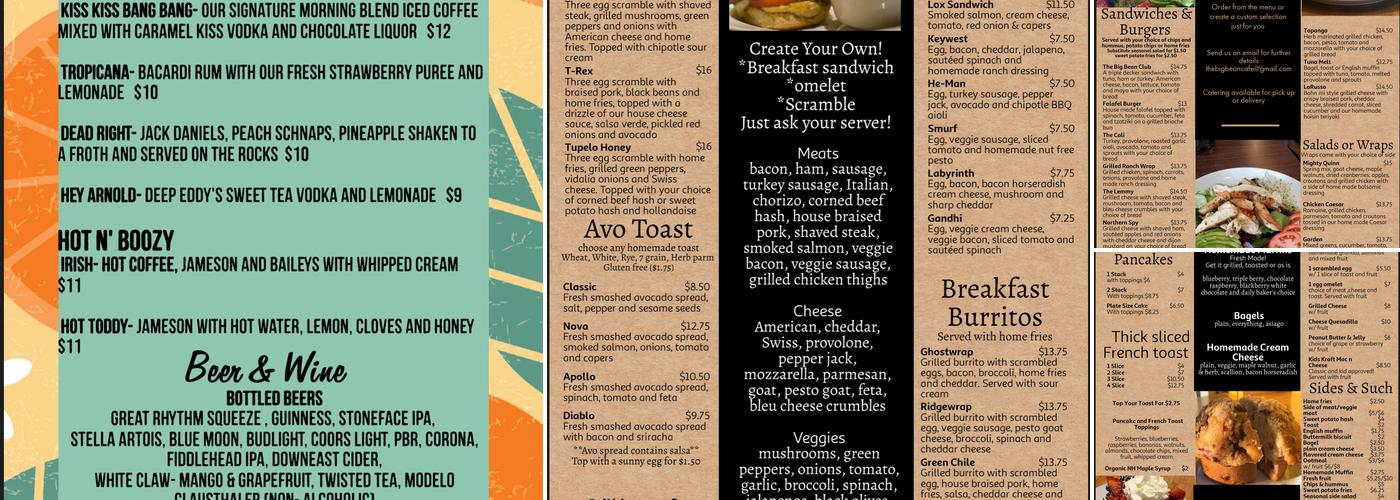 The Big Bean Newmarket Kitchen & Bar Menu