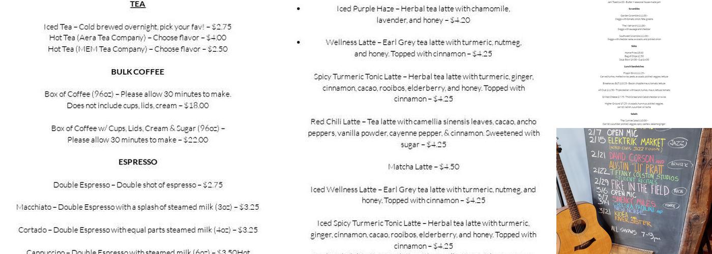 Breakaway Cafe Menu