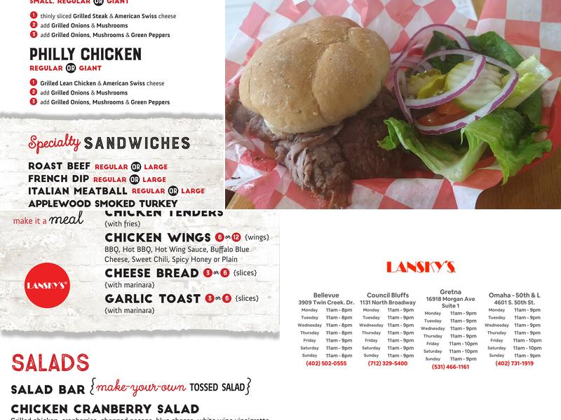 Lansky's Pizza, Pasta & Philly Steaks Menu
