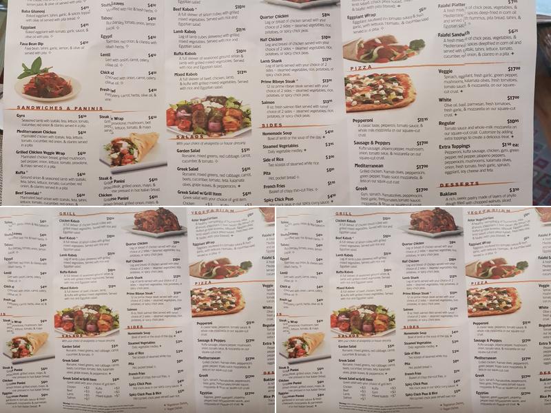 Astor Mediterranean Menu