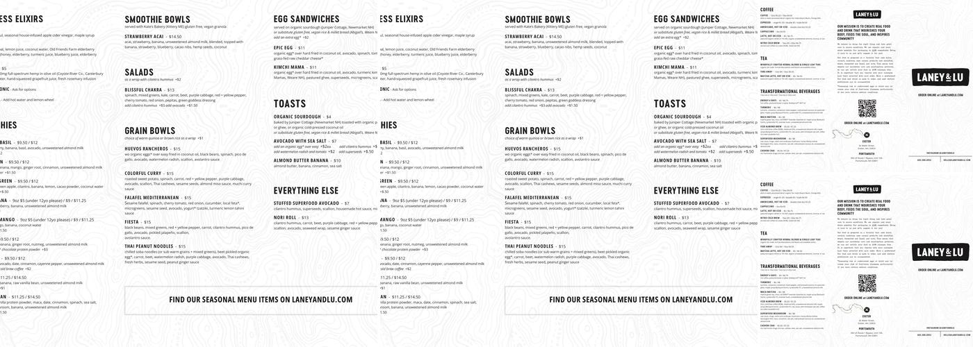 LANEY & LU Menu
