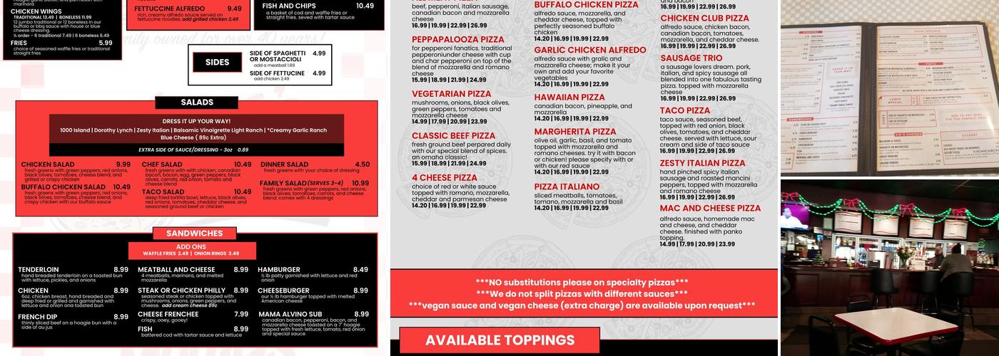 Mama's Pizza Menu