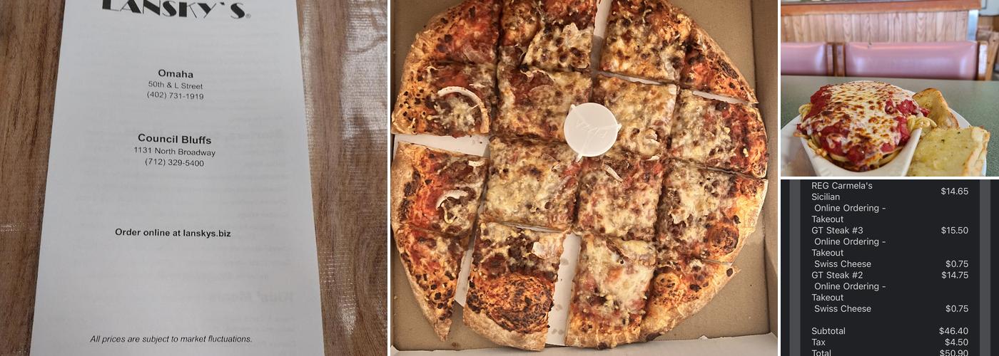 Lansky's Pizza, Pasta & Philly Steaks Menu