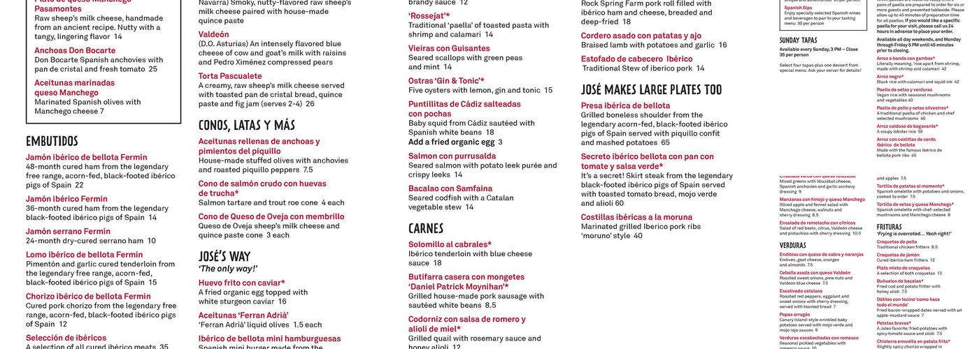 Jaleo Menu