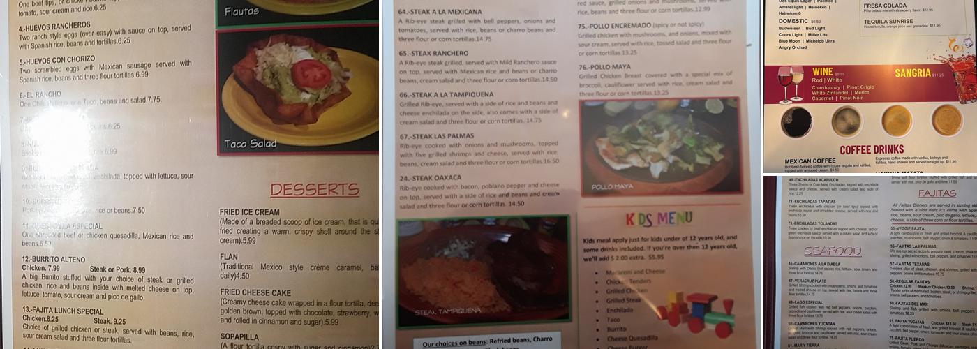 Ay Jalisco Mexican Restaurant Grill and cantina Menu