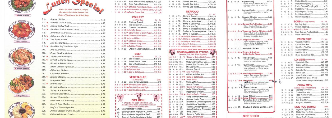 China Wok Buffet Menu