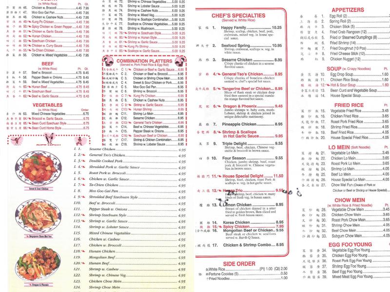 China Wok Buffet Menu