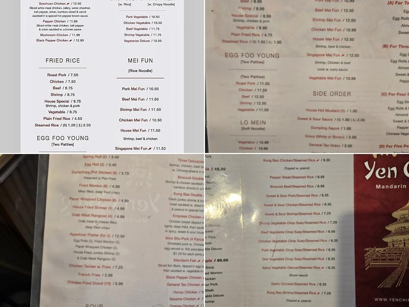 Yen Ching Mandarin Restaurant Menu