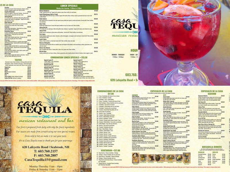 Casa Tequila Menu