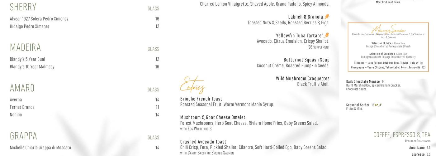 FIG & OLIVE Menu