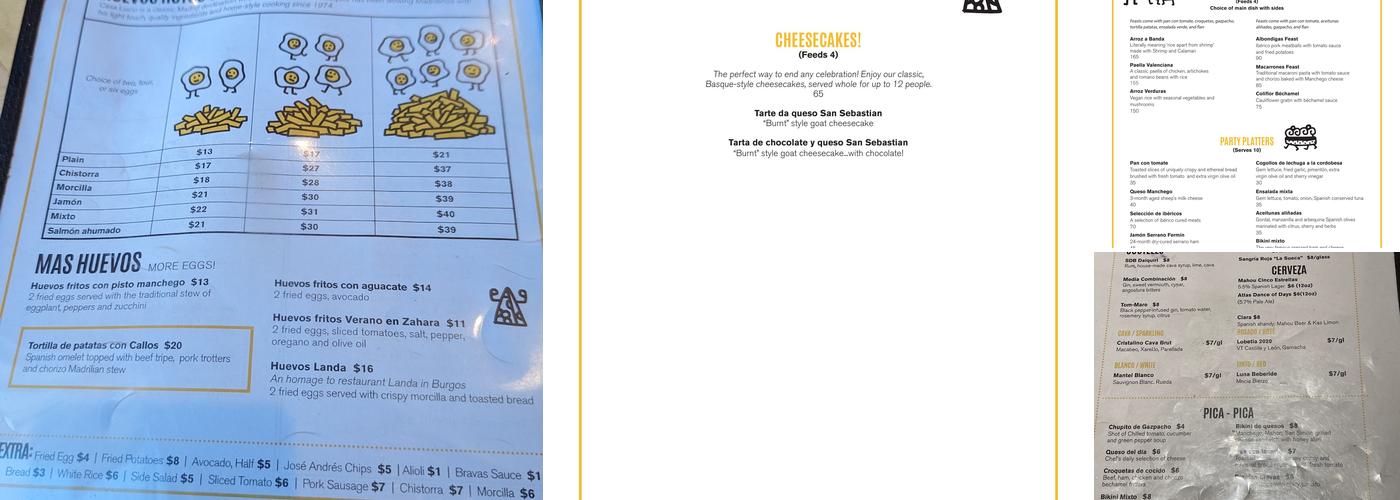 Spanish Diner Menu