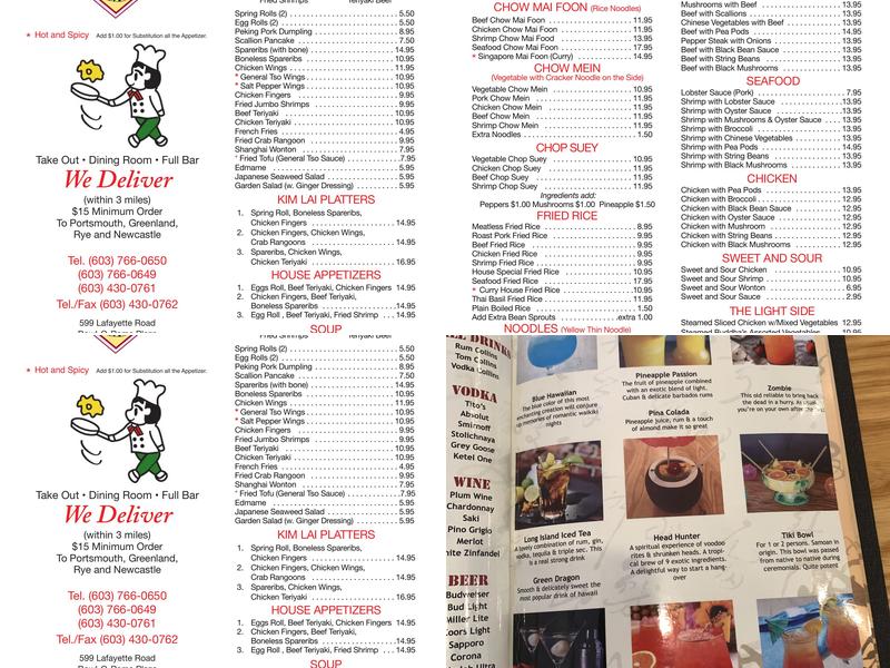 Kim Lai Menu
