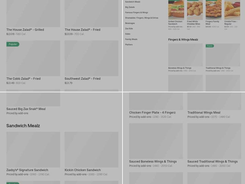 Zaxby's Chicken Fingers & Buffalo Wings Menu