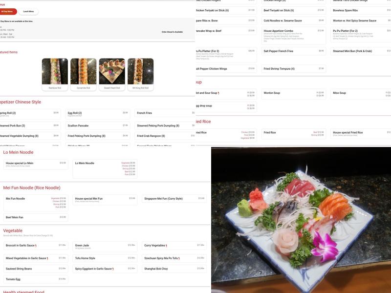 New Pine Garden Menu