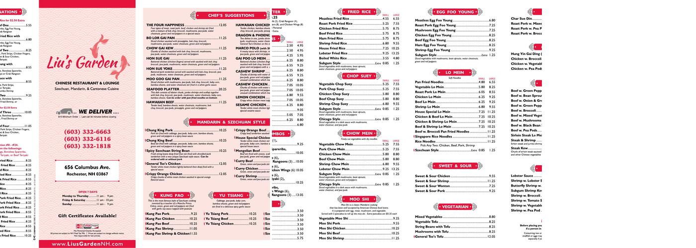 Liu's Garden Menu