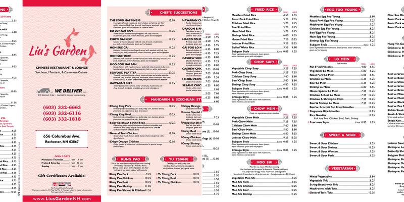 Liu's Garden Menu