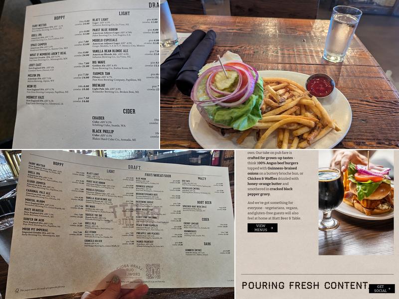 Blatt Beer & Table Menu