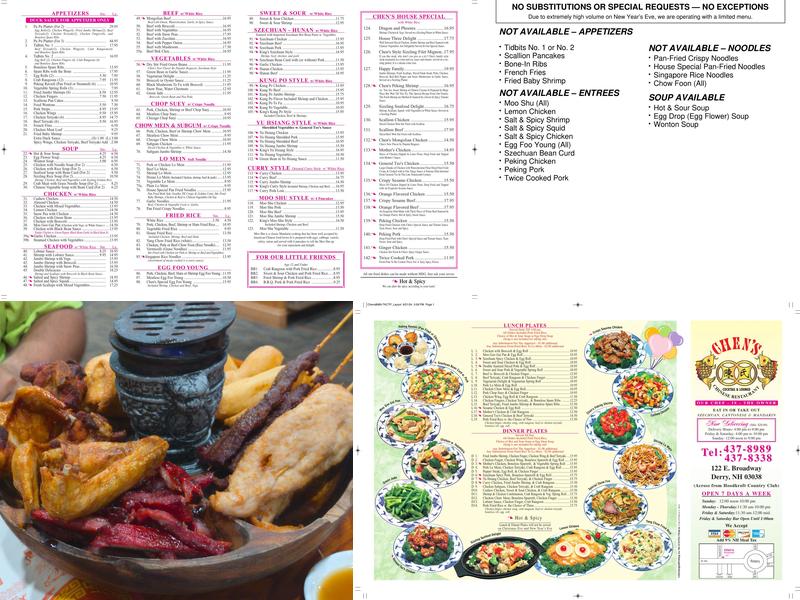 Chens Restaurant Menu