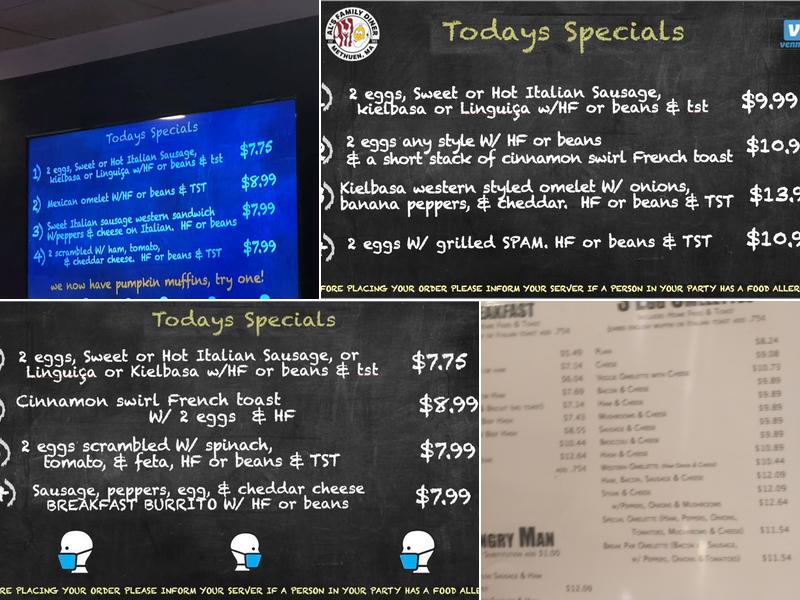 Al's Family Diner Menu