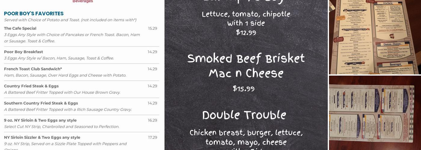 Poor Boy's Diner Menu