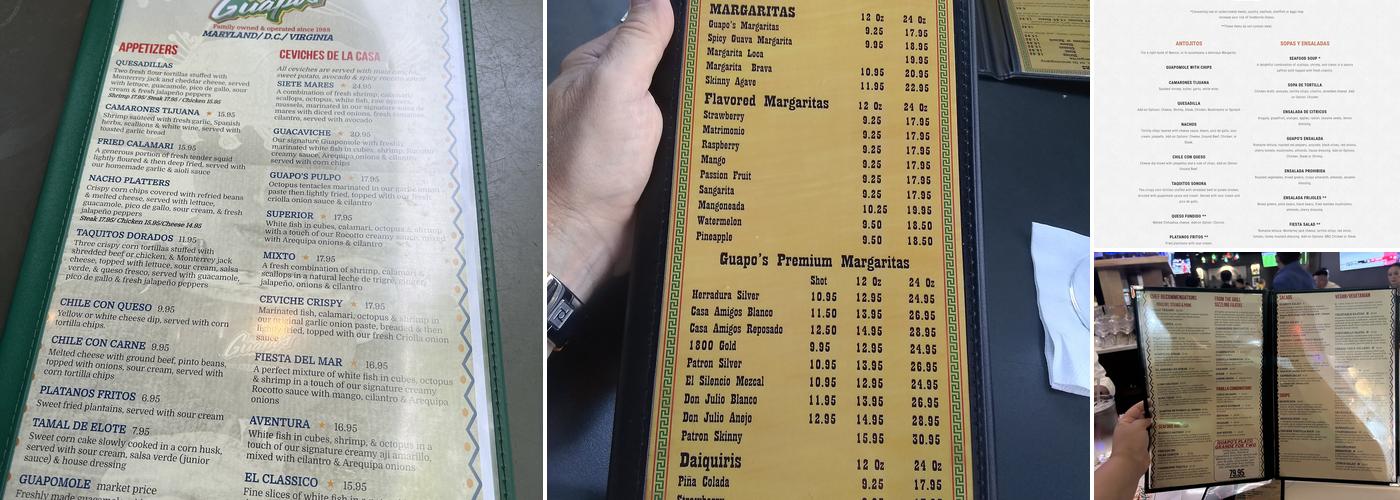 Guapo's Menu