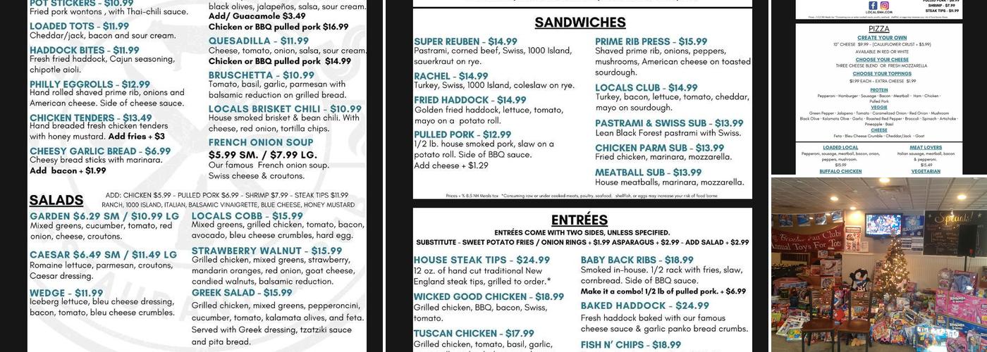 Locals Restaurant & Pub Menu
