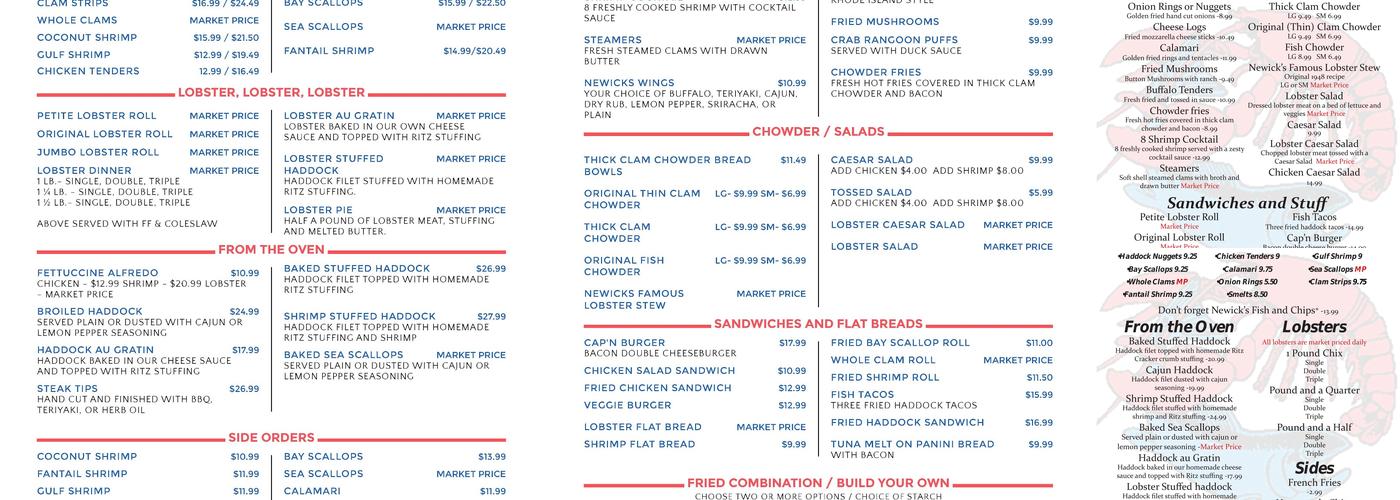 Newick's Lobster House Menu