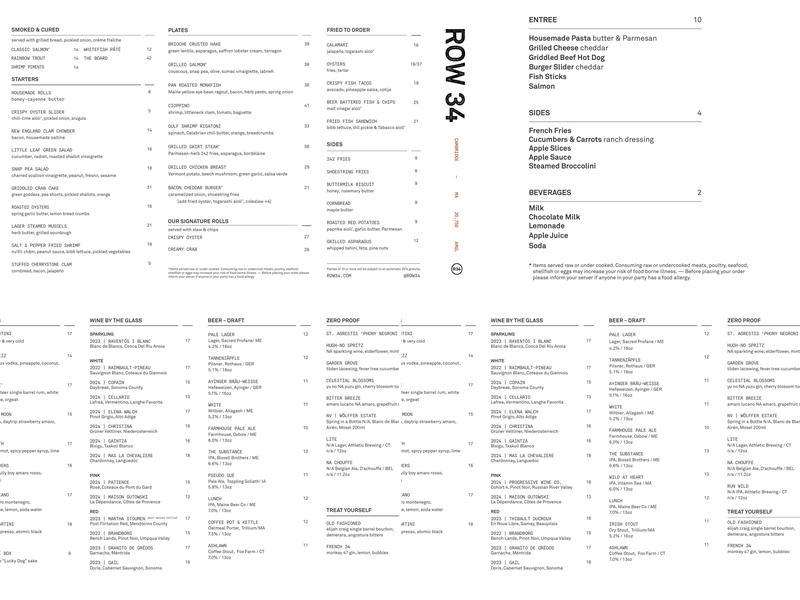 Row 34 Menu