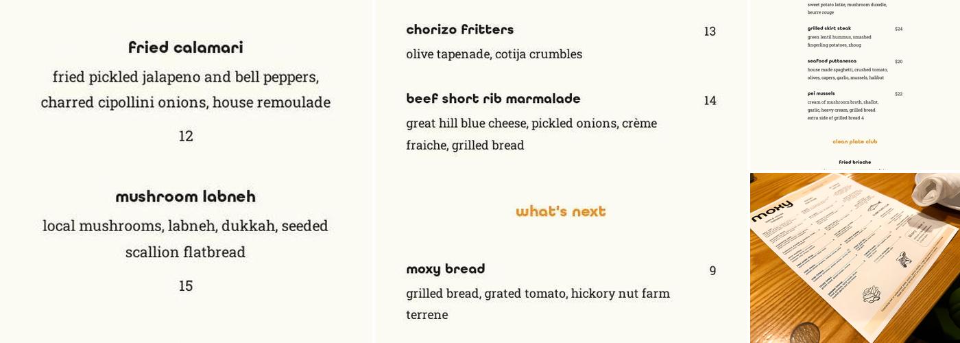 Moxy Menu