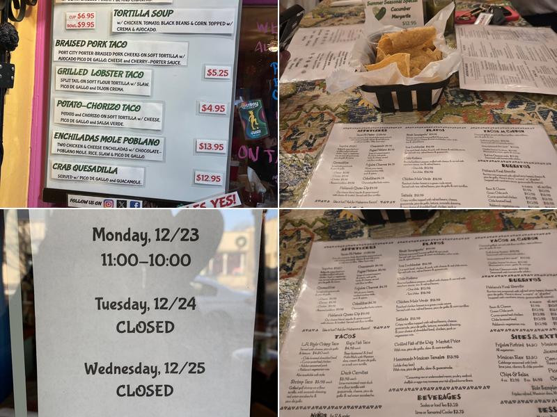 Taqueria Poblano Menu