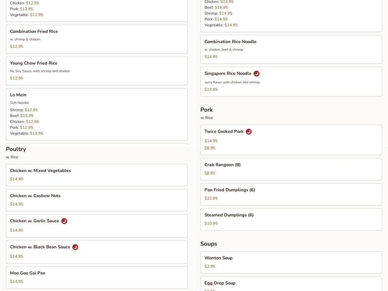 Mrs. Chen's Kitchen Menu