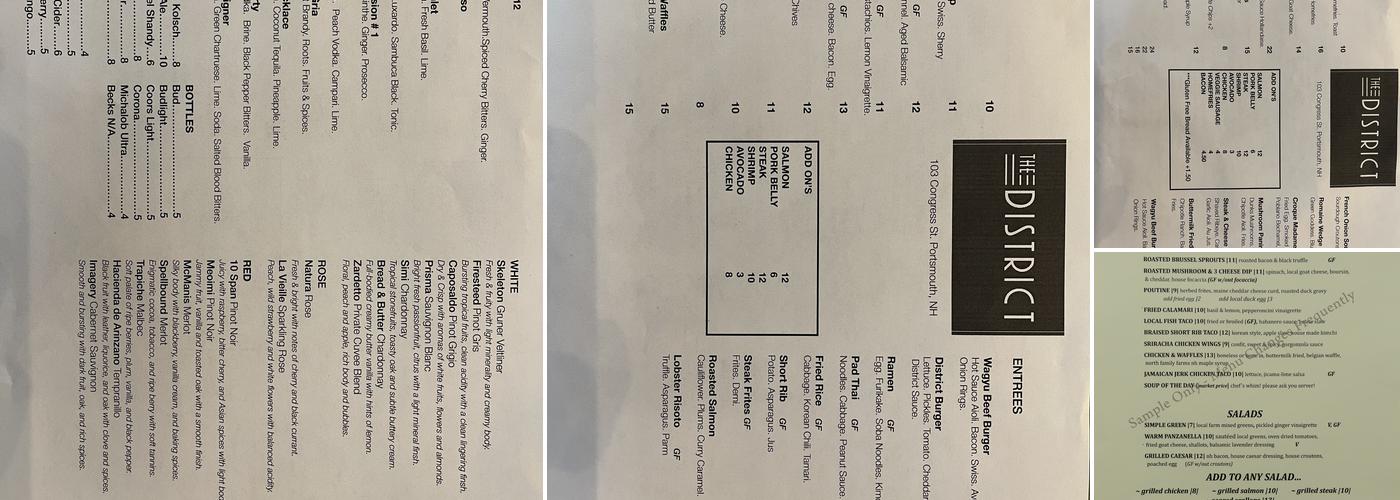 The District Menu