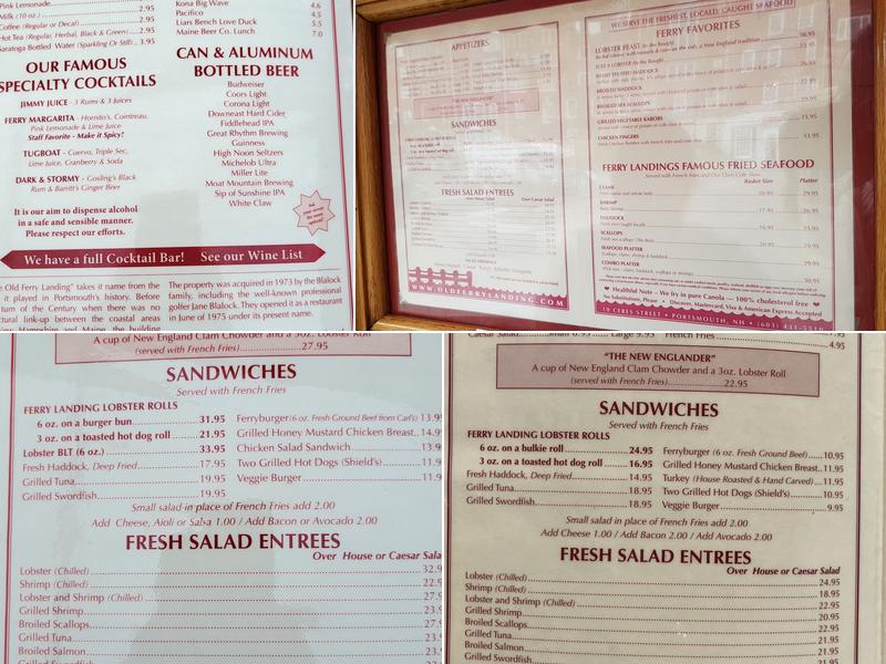 Old Ferry Landing Menu
