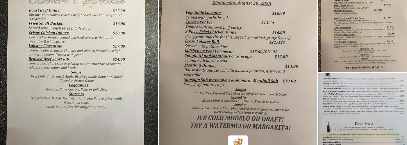 Hebert's Restaurant Menu