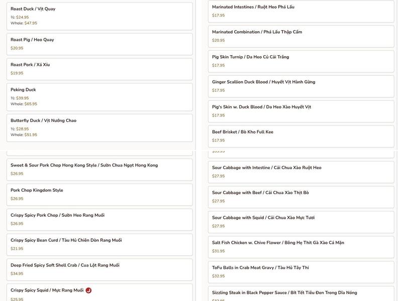 Full Kee Restaurant Menu