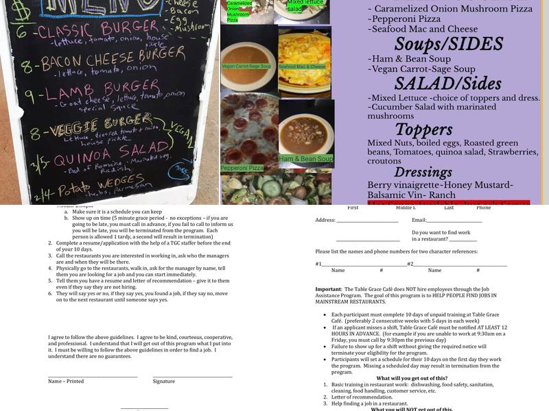 Table Grace Cafe Menu