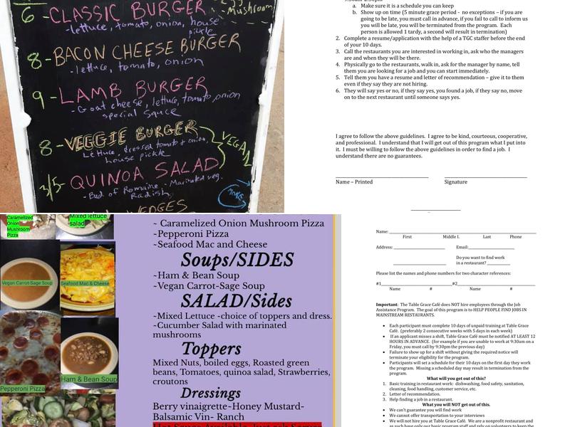 Table Grace Cafe Menu