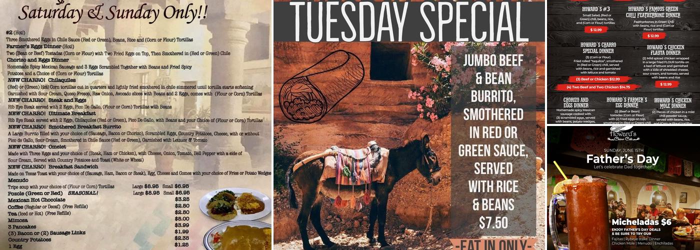 Howard's Charro Cafe Menu