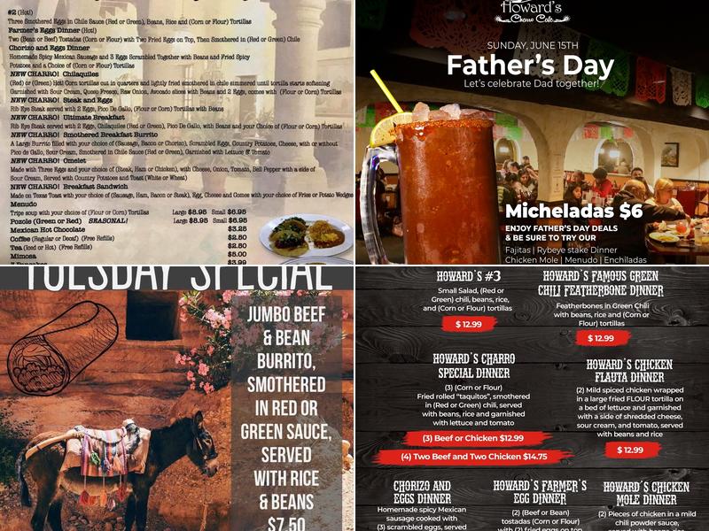 Howard's Charro Cafe Menu