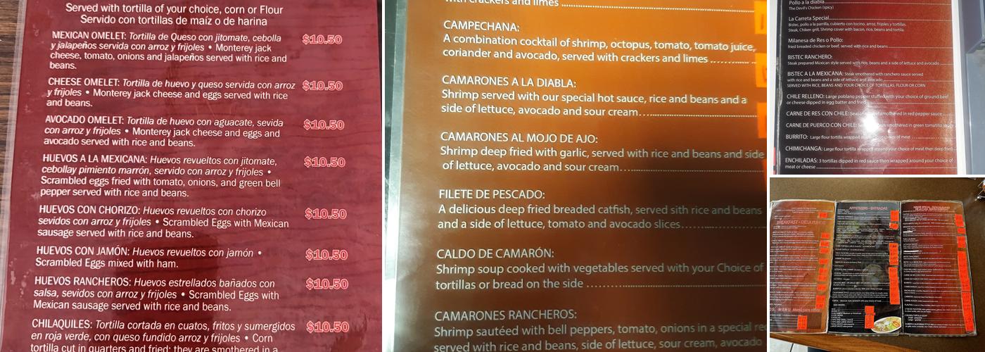 La Carreta Rosa Menu