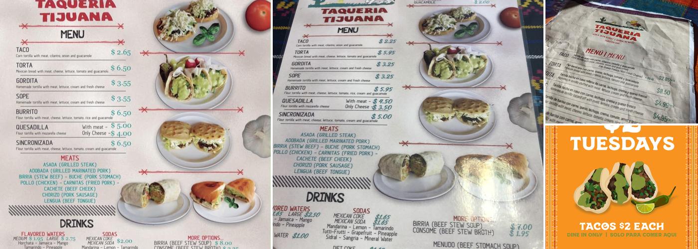 Taqueria Tijuana Menu