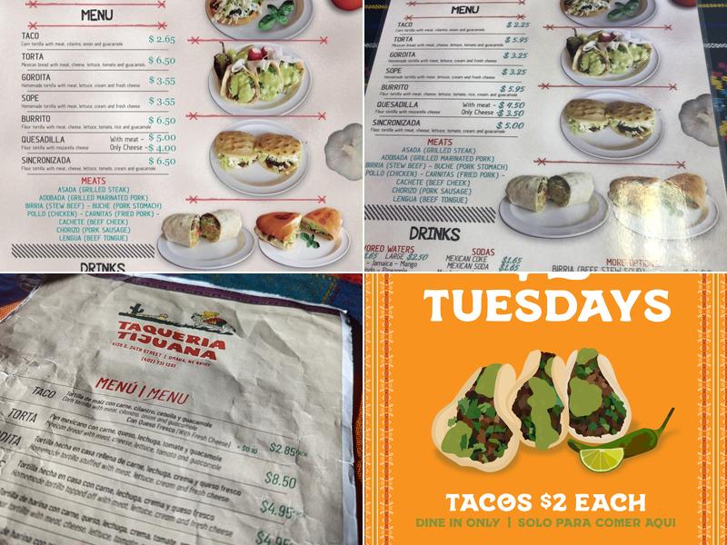Taqueria Tijuana Menu